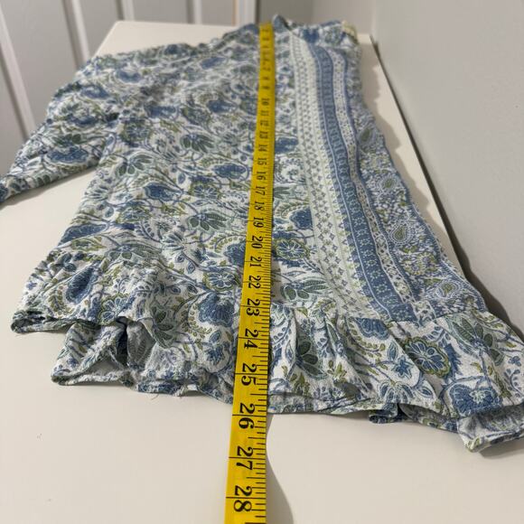 Cynthia Rowley Women’s Top 1X Green Floral Paisley Boho Cottagecore Ruffle - Picture 13 of 14